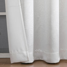 Kate Aurora 1 Piece Kathleen Light Filtering Grommet Top Embossed Fern Leaves Jacquard Window Curtain Panel - White
