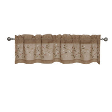 Kate Aurora Shabby Sheer Embroidered Complete 3 Piece Floral Rod Pocket Cafe Kitchen Curtain Tier & Valance Set - Taupe/Linen