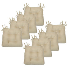 Kate Aurora Country Living Plush Solid Colored Country Farmhouse Reversible Chair Cushions/Pads With Tear Proof Ties - Linen 