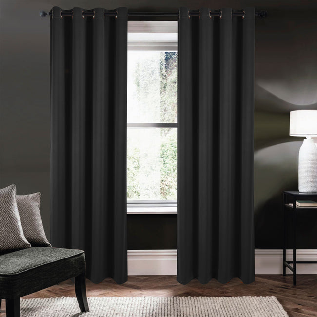 Kate Aurora 1 Piece Black Room Darkening Grommet Top Window Curtain Panel - 45 in. Long