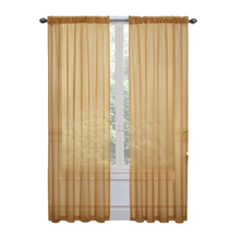 Kate Aurora 2 Piece Basic Sheer Voile Rod Pocket Window Curtains - Gold, 84 in. Long