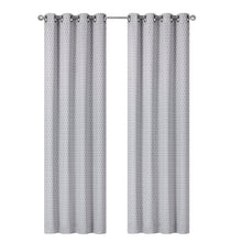 Kate Aurora 2 Pack Amari Contemporary Lattice Light Filtering Grommet Top Window Curtain Panels - Silver