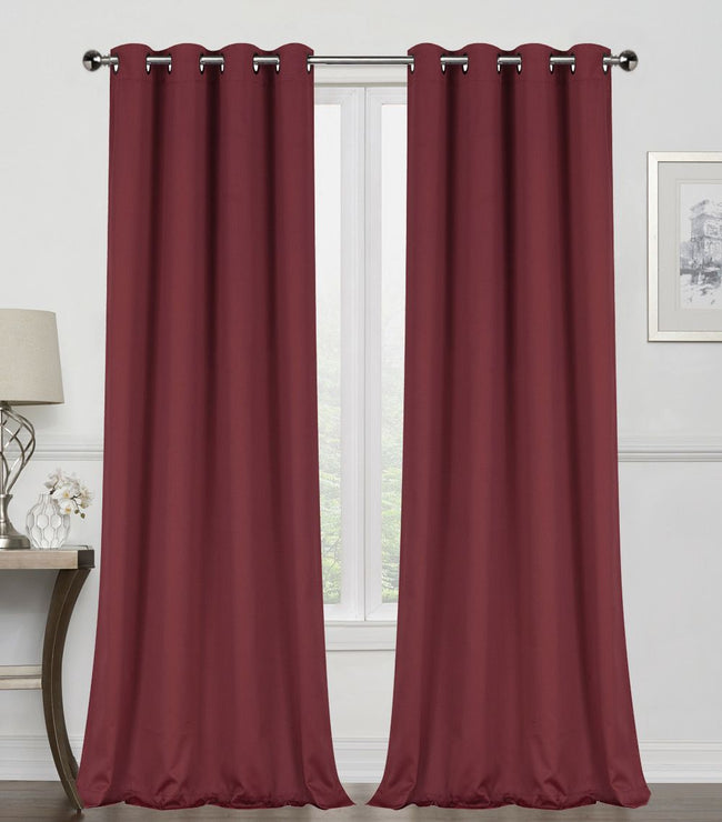 Kate Aurora Burgundy Red 2 Piece Grommet Top Blackout Curtain Panels For Extra Long Windows - 90 in. Long
