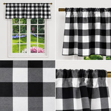 Kate Aurora Country Farmhouse Buffalo Check Plaid Window Valance - 58 in. Wide x 15 in. Long - Black