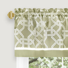 Kate Aurora Geometric Crescent 3 Piece Rod Pocket Cafe Kitchen Curtain Tier & Valance Set - 36 in. Long - Green