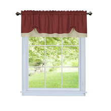 Kate Aurora Country Farmhouse Flax Linen Tie Up Window Valance - 58 in. W x 14 in. L, Burgundy
