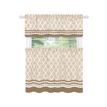 Kate Aurora Complete 3 Piece Boho Geometric Cafe Rod Pocket Sheer Kitchen Curtain Tier & Valance Set - 36 in. Long
