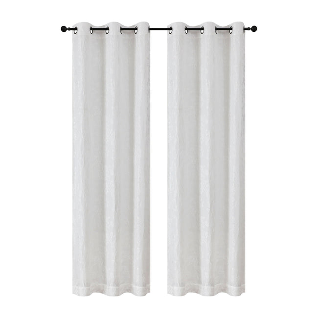 Kate Aurora 2 Piece Maxie Floral Grommet Top Window Curtain Panels - 84 in. Long - White
