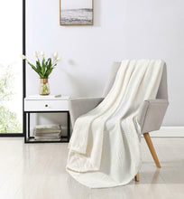 Kate Aurora Ultra Soft & Plush Herringbone Fleece Throw Blanket Covers - Ivory