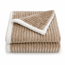 Kate Aurora Ultra Soft & Plush Cozy Corduroy Faux Shearling Accent Throw Blanket - 50 in x 60 in - Taupe