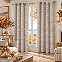 Kate Aurora 2 Pack Amari Contemporary Lattice Light Filtering Grommet Top Window Curtain Panels - Taupe