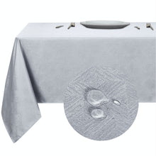 Kate Aurora Diamond Textured Spill And Stain Proof All Purpose Fabric Tablecloth - 60 in. W x 104 in. L (8-10 Chairs), Silver