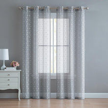 Kate Aurora 2 Piece Extra Long Metallic Sheer Grommet Top Window Curtain Panels - Gray