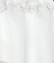 Kate Aurora Luxurious Solid Colored Scalloped Rod Pocket Window Valance With Crystal Beaded Trim - White