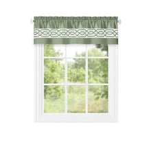 Kate Aurora Pacifico Rod Pocket Embroidered Window Valance - Sage