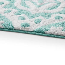 Kate Aurora 100% Premium Cotton Damask Designed Non Slip Bath Rug - 20 in. W x 32 in. L - Aqua