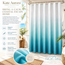 Kate Aurora Living Multi Color Ombre Fabric Shower Curtain - White/Turquoise