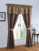 Kate Aurora Complete 5 Piece Sheer Window in a Bag Curtain & Valance Set - 52 in. W x 84 in. L, Brown