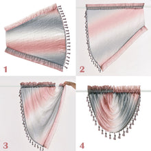 Kate Aurora 1 Piece Crushed Faux Satin Silver & Blush Rose Pink Ombre Window Waterfall Tasseled Valance