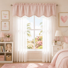 Kate Aurora Sheer Elegance 3 Piece Window Curtain & Crystal Beaded Valance Set - Pink