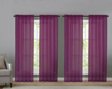 Kate Aurora 4 Piece Basic Home Rod Pocket Sheer Voile Window Curtain Panels - 52 in. W x 84 in. L, Purple