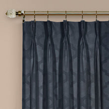 Kate Aurora 2 Pack Windsor Pinch Pleat/Rod Pocket/Back Tab Quatrefoil Window Curtain Panels - 63 in. Long - Navy