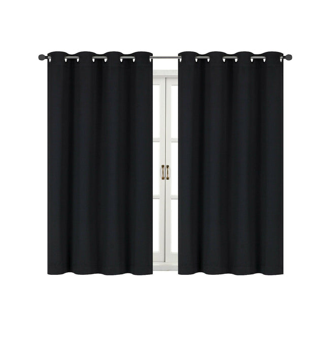 Kate Aurora 100% Thermal Blackout Bath & Kitchen Window Curtains - 50 in. W x 63 in. L, Black
