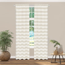 Kate Aurora 1 Piece Isabelle Abstract Rod Pocket Semi Sheer Window Curtain Panel - 63 in. Long - Taupe