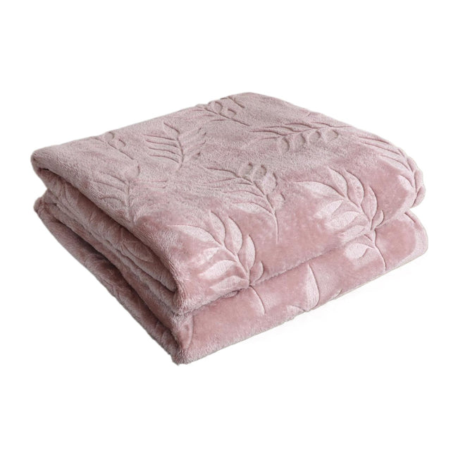 Kate Aurora Ultra Soft & Plush Hypoallergenic Pascal Leaf Accent Fleece Throw Blanket - 50" x 60" - Pink