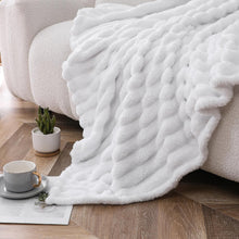 Kate Aurora Modern Lux Ultra Soft & Plush Ribbed Accent Throw Blanket - 50 in. W x 60 in. L - White