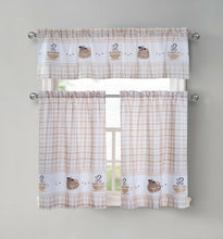 GoodGram Plaid Coffee Time 3 Pc Cafe Kitchen Curtain Tier & Valance Set - 56 in. W x 36 in. L, Beige