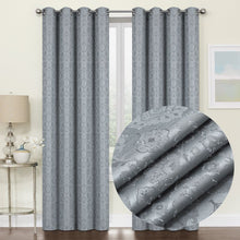 Kate Aurora Regency Collection Raised Jacquard Damask Grommet Top Curtains - 52 in. W x 84 in. L, Gray