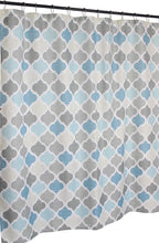 Kate Aurora Spa Essential Blue Geometric Fabric Shower Curtain - 72 in. W x 72 in. L