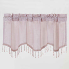 Kate Aurora Gina Complete 4 Piece Rose Pink Metallic Sheer Window Curtains & Beaded Valances Set