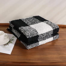 Kate Aurora Country Farmhouse Chic Ultra Soft Chenille Buffalo Check Plaid Throw Blanket - 50" x 60" - Black