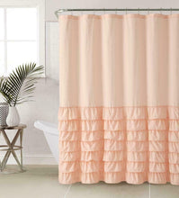 Kate Aurora Melanie Shabby Chic Gypsy Semi Ruffled Fabric Shower Curtains - Peach