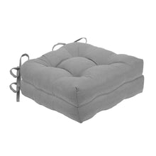 Kate Aurora Country Living Plush Solid Colored Country Farmhouse Reversible Chair Cushions/Pads With Tear Proof Ties - Gray -