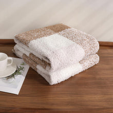 Kate Aurora Country Farmhouse Chic Ultra Soft Chenille Buffalo Check Plaid Throw Blanket - 50" x 60" - Taupe
