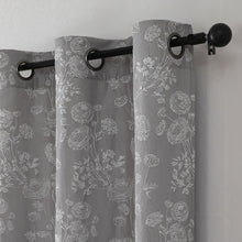 Kate Aurora 2 Piece Maxie Floral Grommet Top Window Curtain Panels - 84 in. Long - Silver