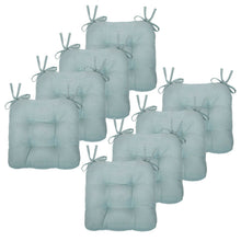 Kate Aurora Country Living Plush Solid Colored Country Farmhouse Reversible Chair Cushions/Pads With Tear Proof Ties - Wedgew