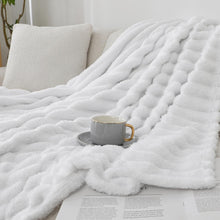 Kate Aurora Modern Lux Ultra Soft & Plush Ribbed Accent Throw Blanket - 50 in. W x 60 in. L - White