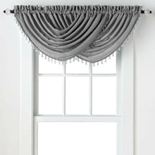 GoodGram 2-Pack: Beaded Emerald Crepe Waterfall Valances - 44 in. W x 37 in. L, Grey