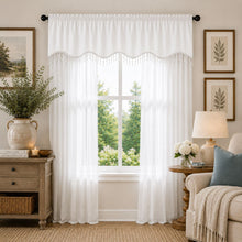 Kate Aurora Sheer Elegance 3 Piece Window Curtain & Crystal Beaded Valance Set - White