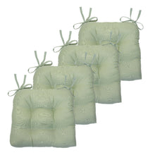 Kate Aurora Country Living Plush Solid Colored Country Farmhouse Reversible Chair Cushions/Pads With Tear Proof Ties - Green 