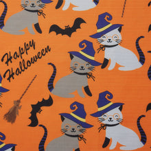 Kate Aurora Halloween Accents Kitty Witches & Broomsticks Festive Orange Fabric Shower Curtain - Standard Size