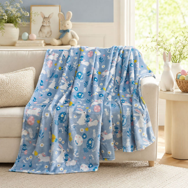 Kate Aurora Easter Bunnies Egg Hunt Oversized Ultra Soft & Plush Accent Throw Blanket - 50"x 70"