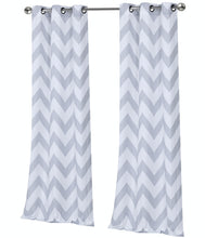Kate Aurora Living 2 Piece Silver & White Metallic Chevron Grommet Curtain Panels - 84 in. Long