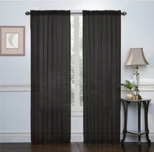 GoodGram 2 Pack: Luxurious Voile Sheer Curtain Panels by Kate Aurora - 52 in. W x 84 in. L, Black