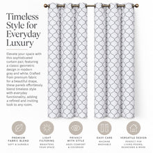 Kate Aurora Contemporary Living 2 Pack Gray And White Trellis Clover Window Curtains - 38 in. W x 84 in. L