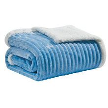 Kate Aurora Ultra Soft & Plush Cozy Corduroy Faux Shearling Accent Throw Blanket - 50 in x 60 in - Blue